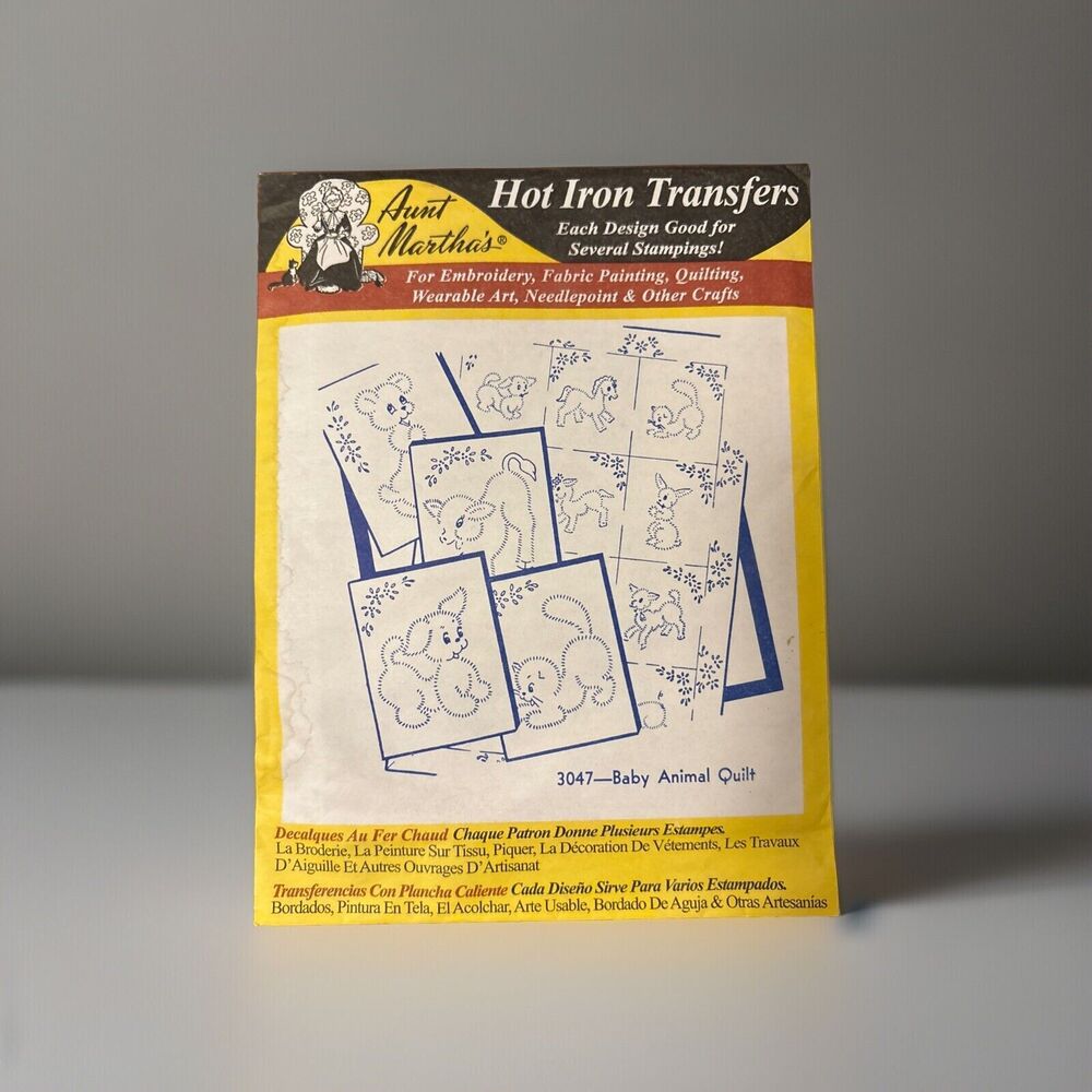 Vintage Aunt Martha’s Hot Iron Transfers for Embroidery 3682 - Animal Crib Quilt